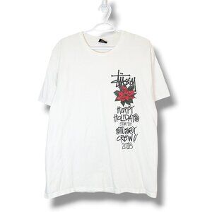 Stussy Happy Holidays 2018  Spell Out Shirt White Size L